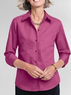 Foxcroft Pink Magenta Heritage Non-Iron Button Front Button Down Collared Shirt